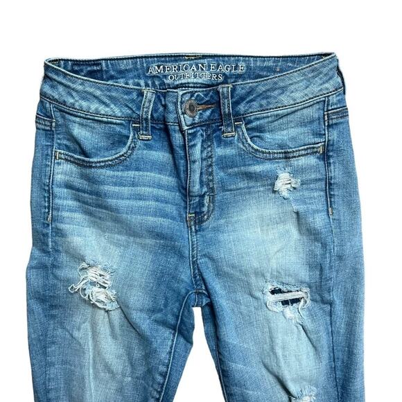 American Eagle Womens Size 4 Hi Rise Distressed Jegging Crop - Picture 2 of 10